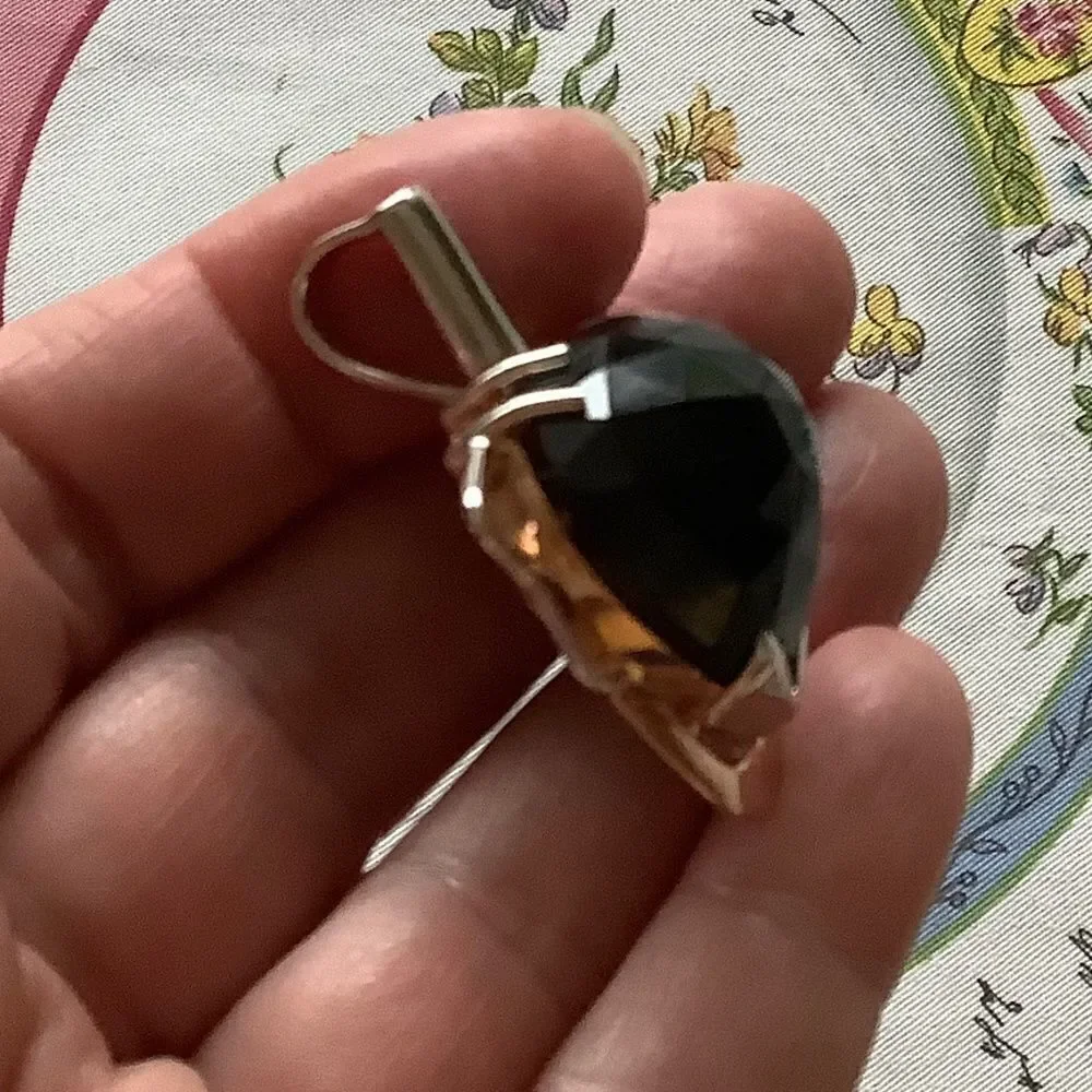 STERLING SILVER 925 GOLD PLATED DETAILS BLACK ONYX RARE HAND MADE LARGE PENDANT‌